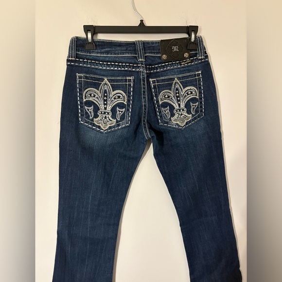 MISS ME dark wash bootcut jeans size 27 bedazzled pockets - Picture 2 of 4